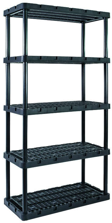 كراسيوس ليفينك وحدة رفوف Knect-A-Shelf من 5 طبقات 36 انش × 18 انش × 72 انش سعة 750 رطلاً مصنوعة من الراتنج لون أسود 5013641