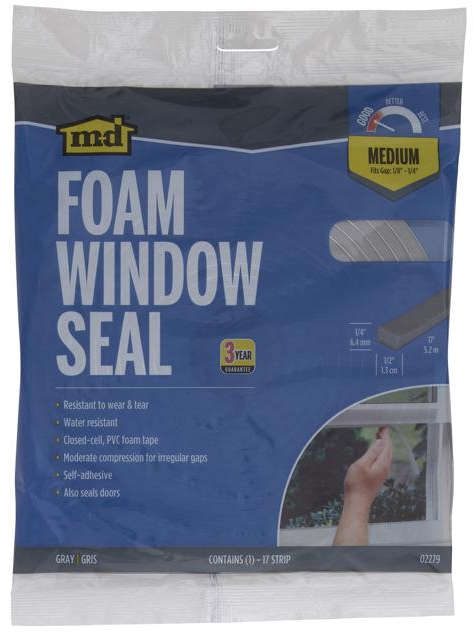 Ace Foam Window Seal 1/4 inch x 1/2 inch x 17 Feet PVC Gray Color 5309430