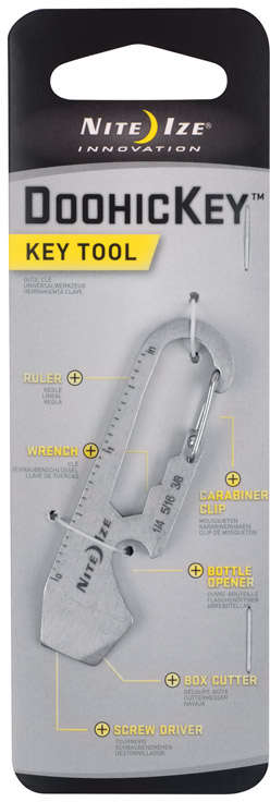 NITE IZE DoohicKey Stainless Steel Carabiner Multi Key Tool Silver 5660816