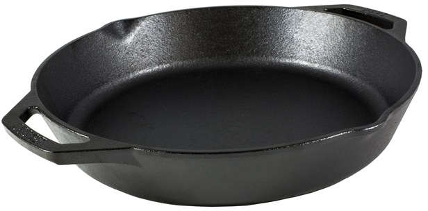 Lodge Cast Iron Pan 12 inch Dia Non-Stick Black Dual Handle 6029073
