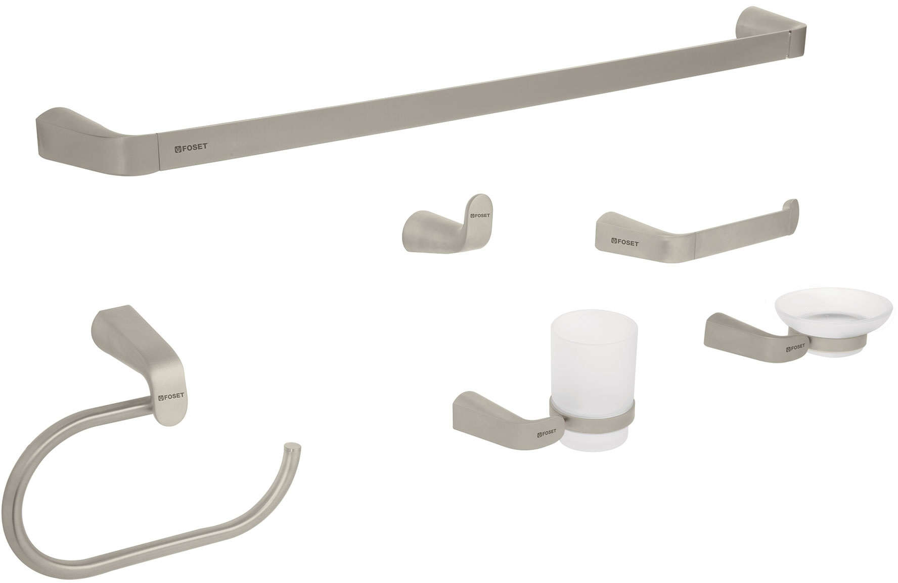 Foset Riviera 6-Pcs Bathroom Accessory Set Satin Finish 60300043
