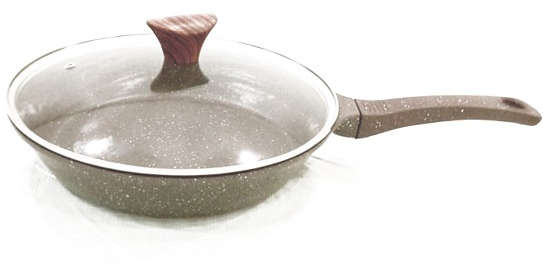 Bakhschie Fry Pan with Glass Lid 24 cm Dia Marble Non-Stick 60500263