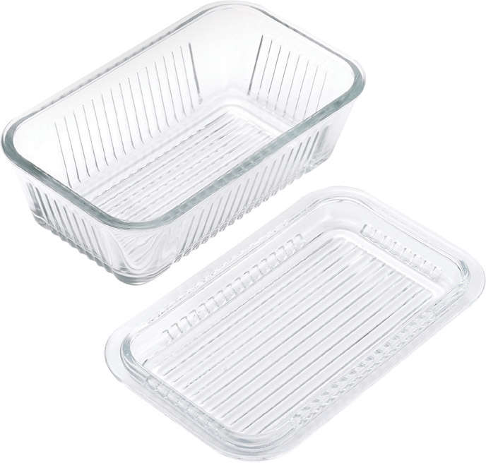 Lifetime Butter Dish 4 inchW x 6.5 inchL x 2.3 inchH Glass Clear 6065593