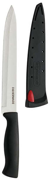 Farberware Edgekeeper Slicer Knife with Self Sharpening Sheath 8 inch Carbon Steel Black Handle 6305361