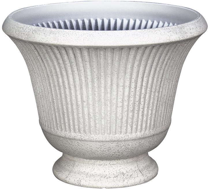 L&G Solutions Pedestal Urn Garden Planter 16 inch Dia. 12.9 inch H Polyresin Stone Color 7028303