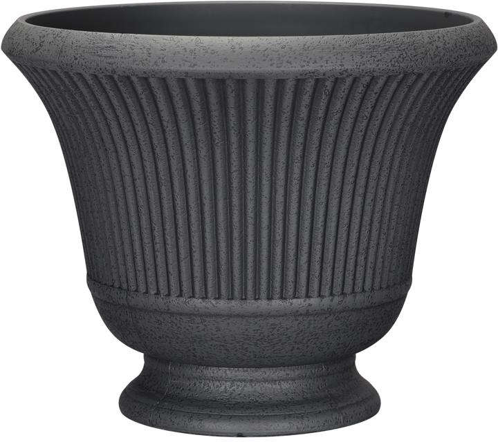 L&G Solutions Pedestal Urn Garden Planter 16 inch Dia. 12.9 inch H Polyresin Charcoal Color 7028304