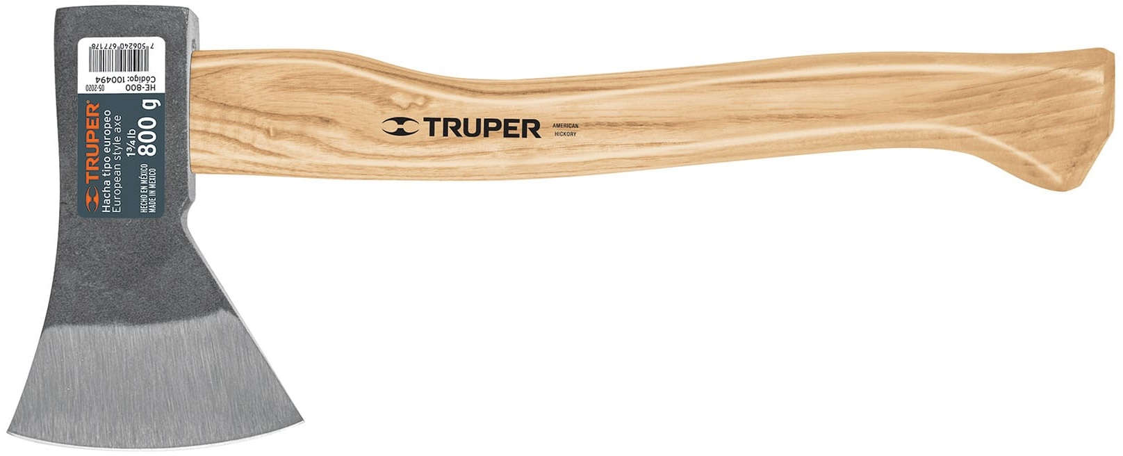 TRUPER European Style Axe 1.75 lbs. Carbon Steel Head 14 inch Hickory Handle 70300170