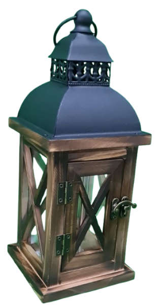 Ace Decorative Lantern Square Wood/Metal Small Height: 31 Width: 12 CM 70500058