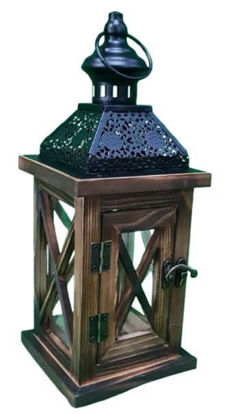 Ace Decorative Lantern Square Wood/Metal Small Height: 31 Width: 12 CM 70500059