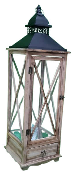 Ace Decorative Lantern Square Wood Large Height: 88 Width: 27 CM 70500063