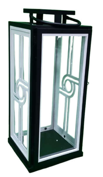 Ace Decorative Lantern Square Metal Black/White Large Height: 58 Width: 25 CM 70500065