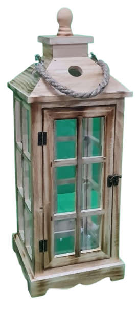 Ace Decorative Lantern Square Wood Small Height: 52 Width: 19 CM 70500066