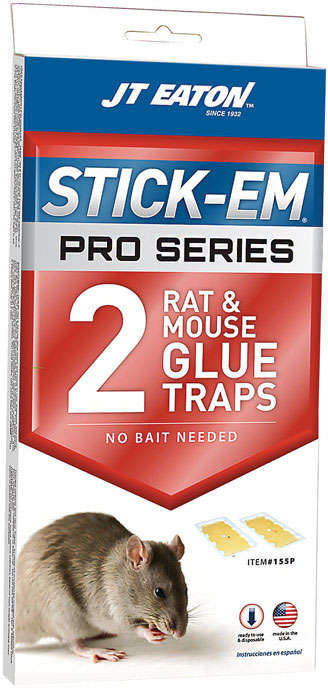 JT Eaton Stick-Em Pro Series Rat & Mouse Glue Traps 10 inch x 4.9 inch Pack of 2 White Tray No Bait Needed 7567241
