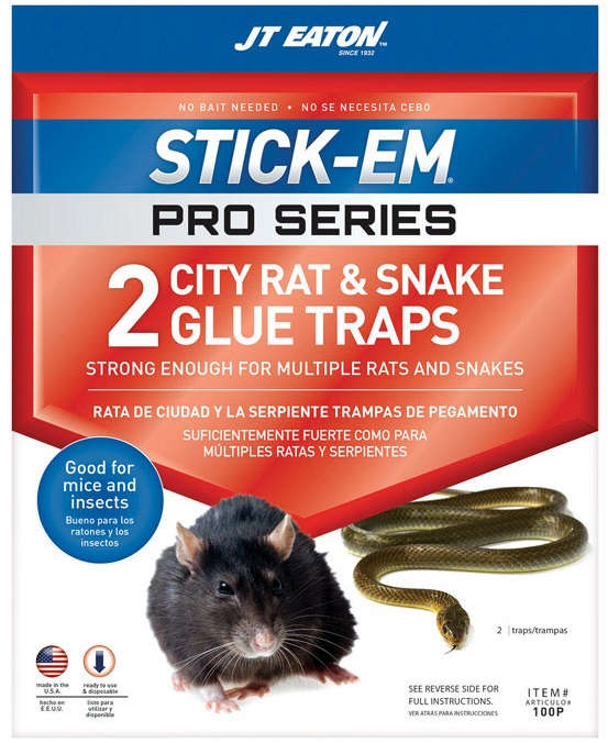 JT Eaton Stick-Em Pro Series Rat & Snake Glue Traps Pack of 2 Indoor/Outdoor 7567316