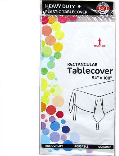Party World Tablecover 54 inch x 108 inch Plastic White 80100078