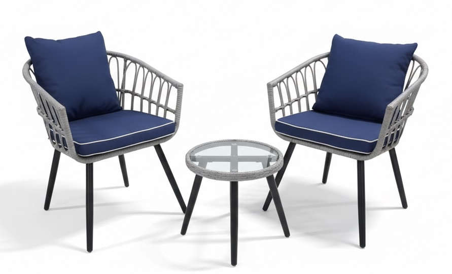 Ace 3-Pcs Outdoor Bistro Set Blue Cushion 80500390