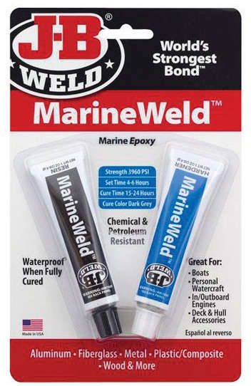 J-B Weld MarineWeld Marine Epoxy Steel & Hardener 1 oz. each 5020 PSI Cure Color Dark Gray Waterproof when Fully Cured 8223976