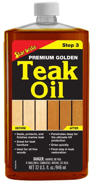 Star Brite Premium Golden Teak Oil 32 oz. Step 3 For All Fine Woods 84755