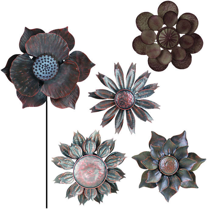 Exhart Metal Bronze Kinetic Petal Flower Garden Stake 8523813