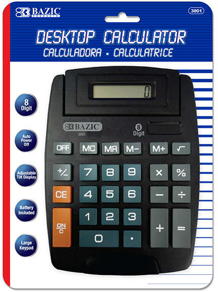 Bazic 8 Digit Large Desktop Calculator with Adjustable Display 90100069