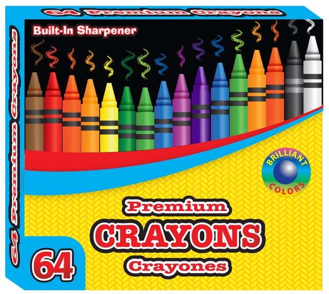Bazic Premium Crayons Pack of 64 Non-Toxic Assorted Colors 9015216