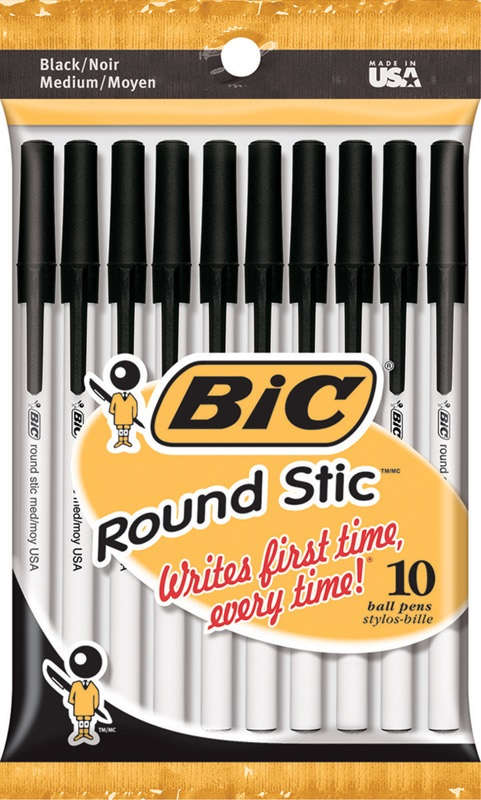 Bic Round Stic Ball Pens Pack of 10 Black 90528