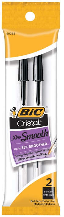 Bic Cristal Ball Pen Pack of 2 Extra Smooth Medium Black Ink 9791062