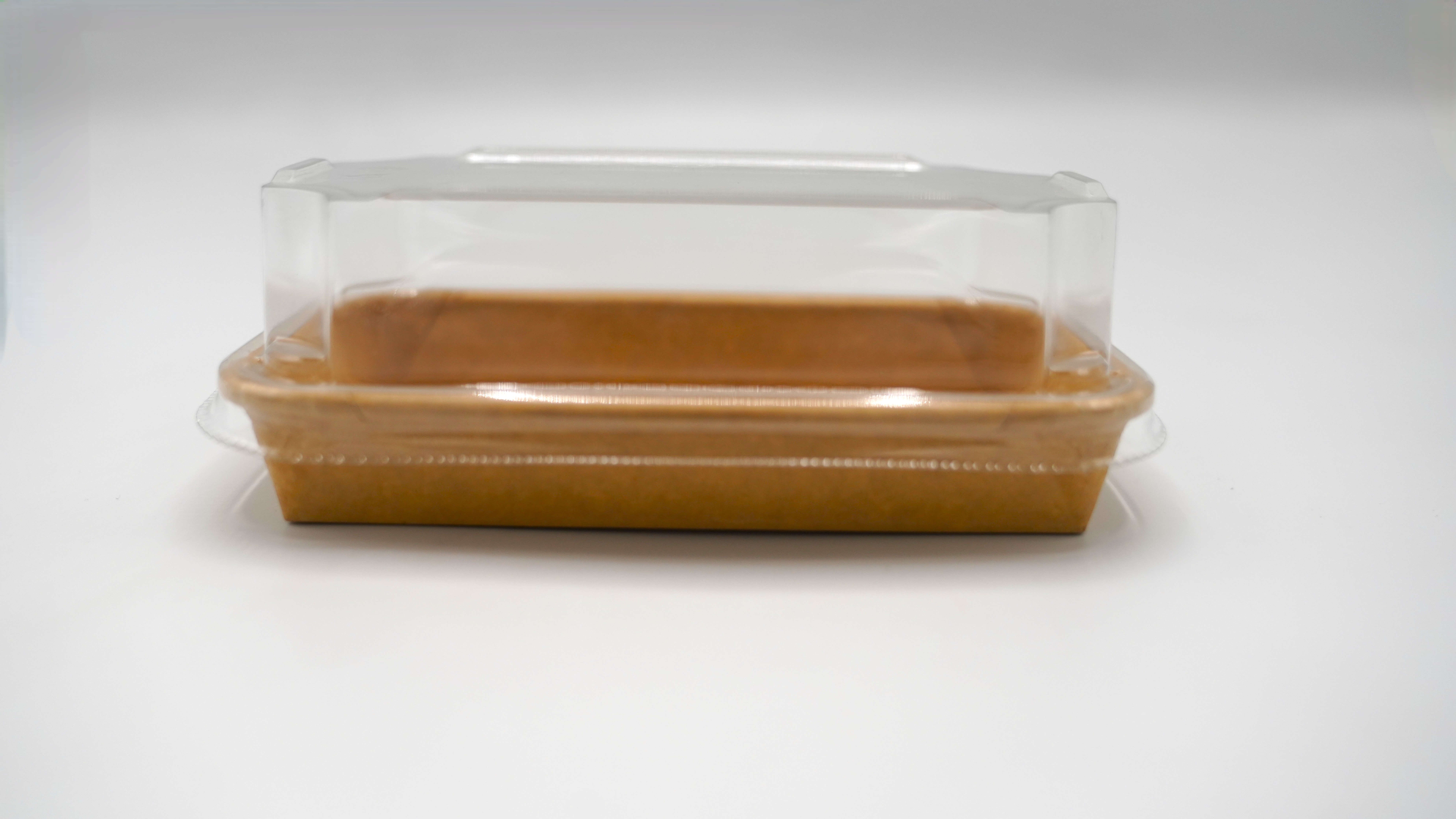 Rectangular sushi box, kraft cardboard, 16 x 9 cm, with separate lid, transparent color, 40 set