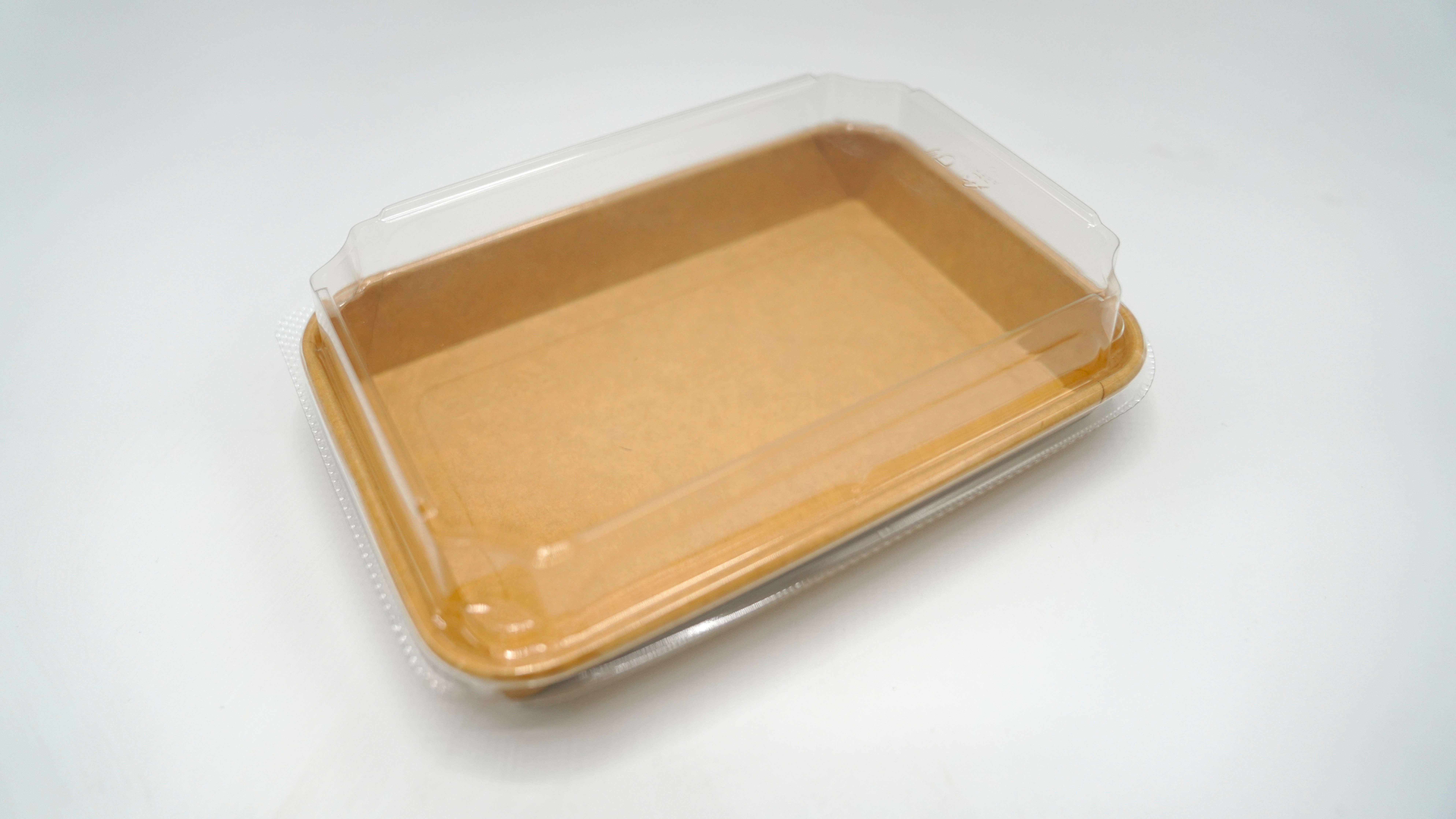 Rectangular sushi box, kraft cardboard, 22 x 9 cm, with separate lid, transparent color, 10-Pcs set