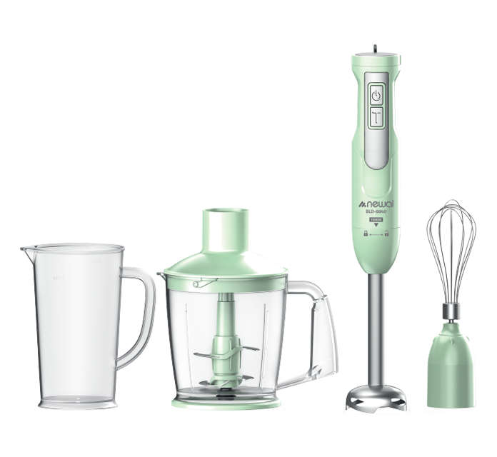 Newal 3-in-1 multifunctional hand blender with 1000W power, 2 speed controls, stainless steel blades, low noise, 1000 ml chopping bowl, and 600 ml whisking bowl BLD-6840