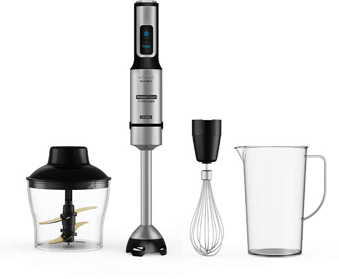 Newal Hand blender 1200W 3-in-1 multifunctional with 4 titanium blades, 800 ml beaker and 600 ml chopper bowl BLD-6851