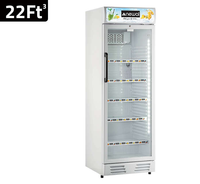 Newal Vertical bottle cooler with 5 steel shelves and wide voltage compressor BTL-475/01