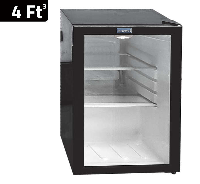 Newal Mini bottle cooler with wide voltage compressor, 2 glass shelves, adjustable feet, and inner light, dimensions 455x440x620 mm BTL-74/02