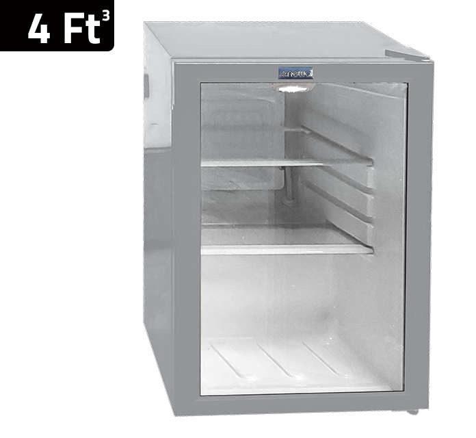 Newal Mini bottle cooler with wide voltage compressor, 2 glass shelves, interior light, and dimensions 455x440x620 mm BTL-74/05