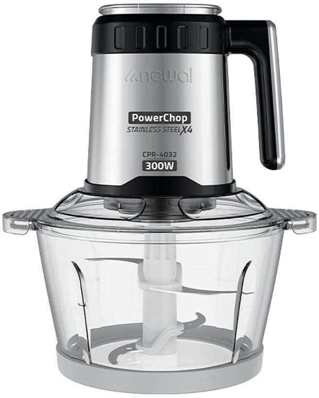 Newal 2L Glass Bowl Food Chopper with 300W Motor and 3-Speed Settings CPR-4032