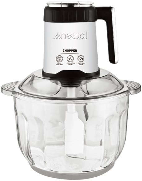Newal Food chopper with 500W power, 4-liter glass bowl, and 3 adjustable speeds CPR-4480