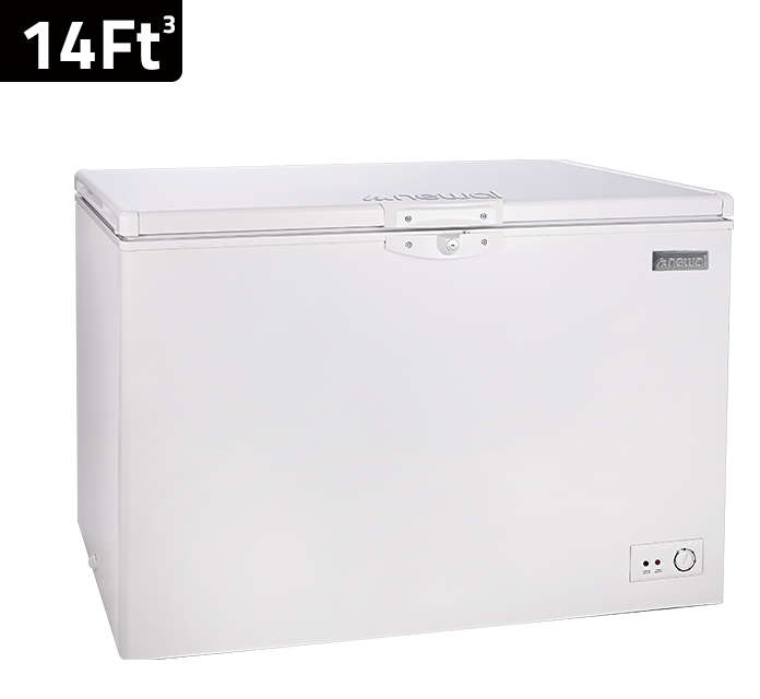 نيوال فريزر أفقي بسعة 14 قدم مكعب وباب زجاجي منزلق مزود بقفل FRZ-316/01