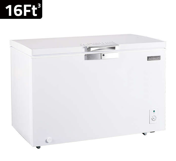 نيوال فريزر أفقي بسعة 16 قدم مكعب مع باب زجاجي منزلق وضاغط استوائي FRZ-437/01