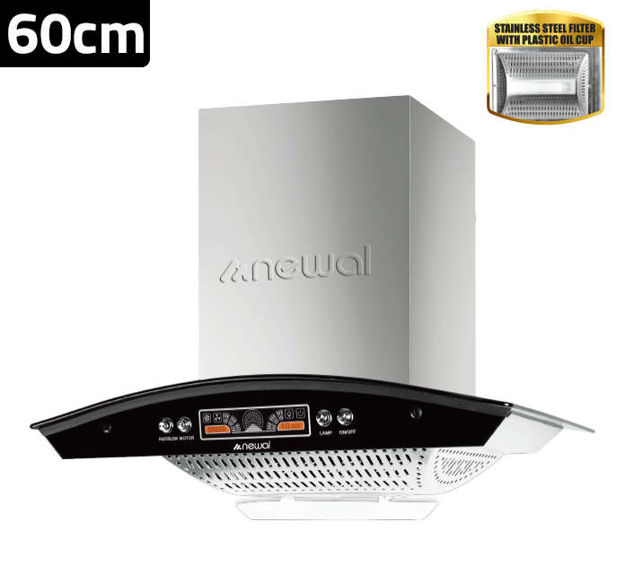 نيوال شفاط مطبخ 60 سم مزود بإضاءة LED ونظام تجميع الزيت HOD-3860/05