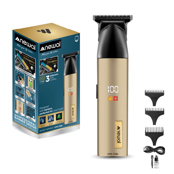 Newal Beard Trimmer with Dark Zirconia Ceramic Blade and 150-Minute Runtime HTR-7306