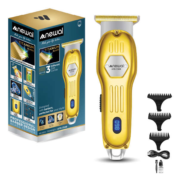 Newal Corded and cordless men's beard trimmer with high-speed 6100 RPM motor and up to 80 minutes runtime HTR-7309