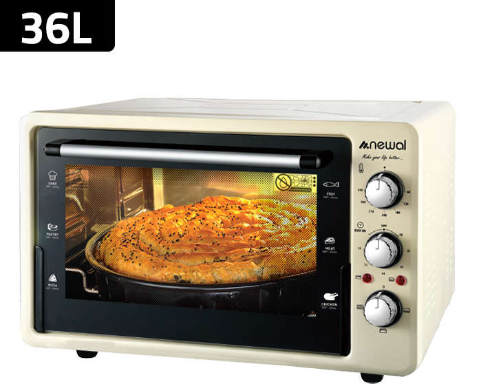 Newal Conventional Electric Oven 36L Capacity Manual Control with Timer 1600W Power Cream Color MOV-1537/04