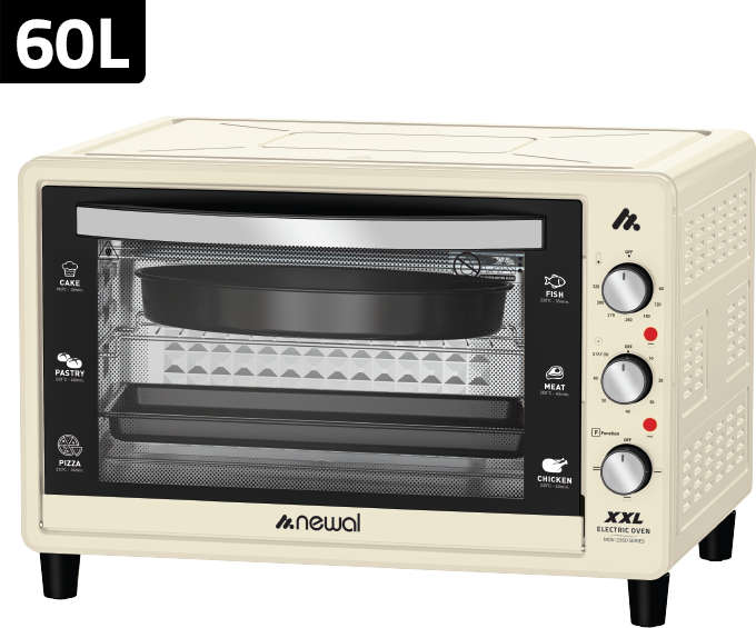 Newal Electric Mini Oven with 60 Liter Capacity, 2000W, 320°C Thermostat, 60-Minute Timer MOV-2260/04