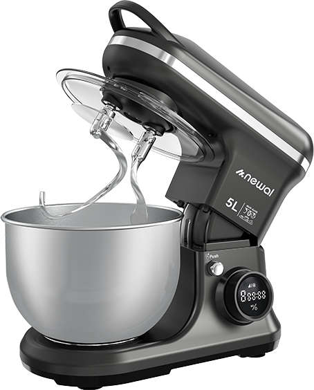 Newal Stand mixer with 5L stainless steel bowl, 1200W motor, digital screen, and multiple attachments MXR-6456