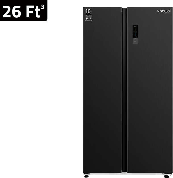 نيوال ثلاجة ببابين فرنسيين، لون أسود RFG-9616/02