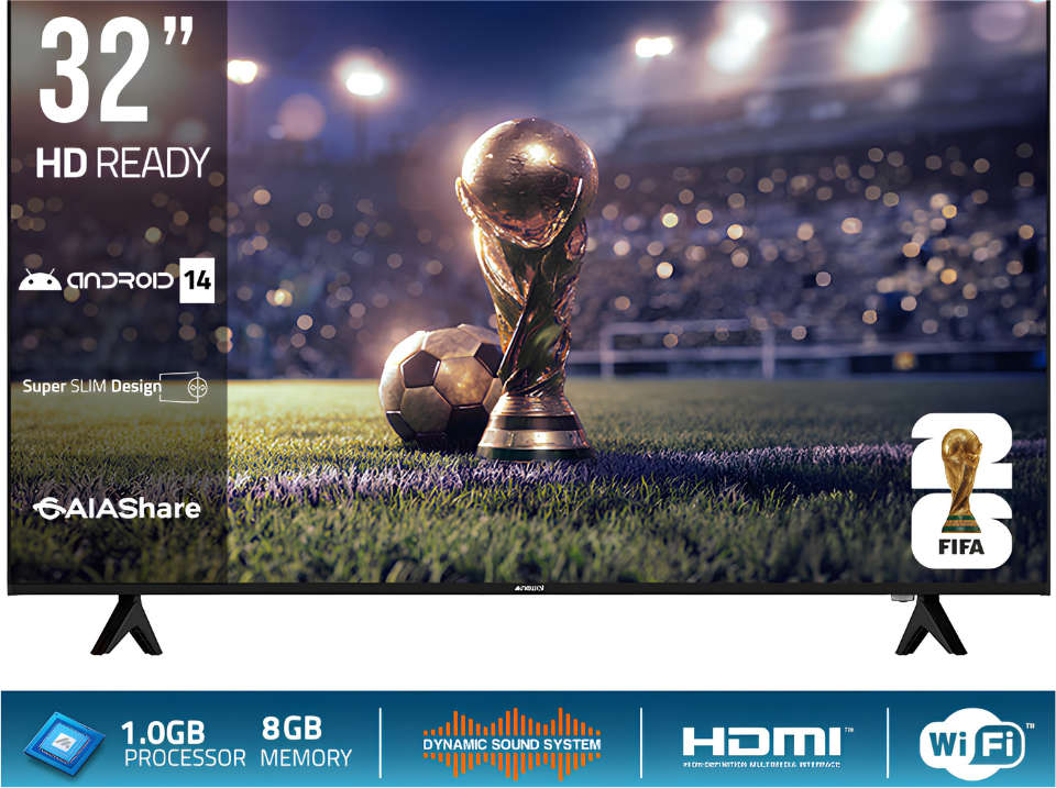 Newal 32-inch HD Ready Smart TV with Android 14 and frameless design HDR-3216