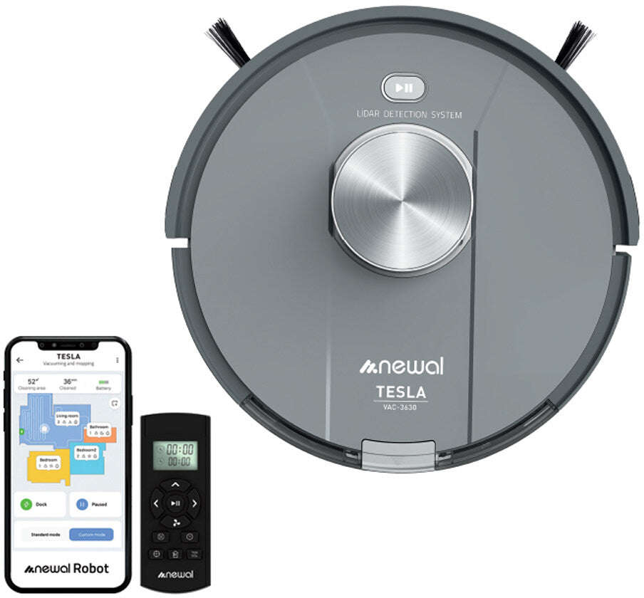 Newal Robot vacuum cleaner with 3 kPa suction power, 600 ml dust container, LiDAR navigation, and 110 minutes runtime VAC-3630/05