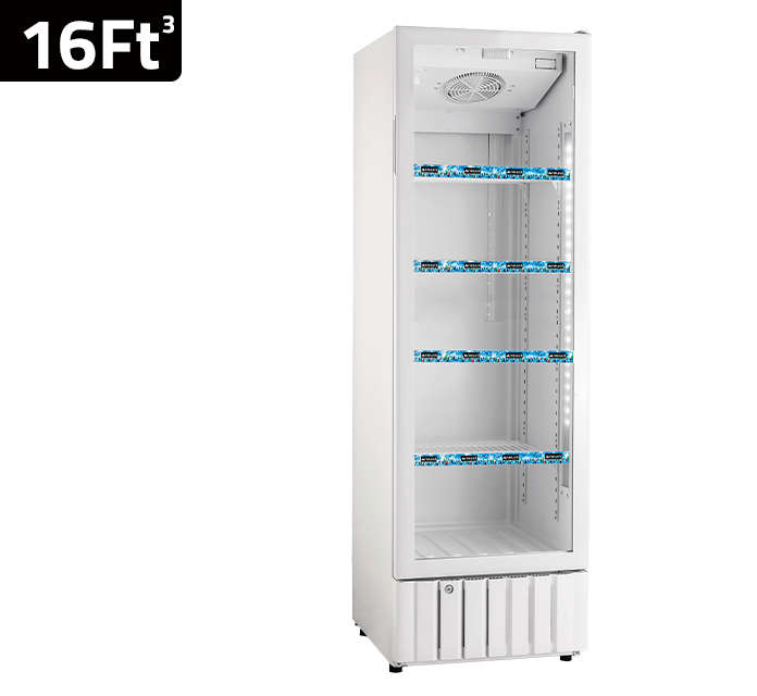 Newal Showcase chiller 16ft vertical bottle cooler with tropical compressor and LED interior lighting BTL-340/01