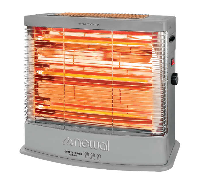 Newal Radiant quartz heater with 5 powerful quartz elements, thermostat control, humidifier system, and safety tip-over protection for large area heating QHT-472/05