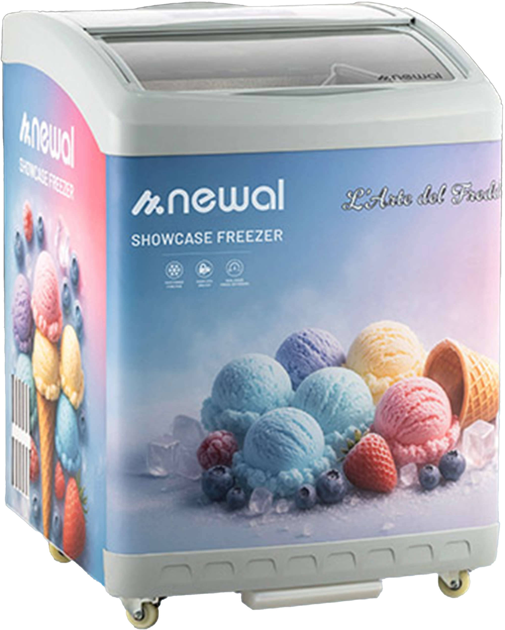 Newal Showcase chest freezer with tropical compressor and voltage fluctuation tolerance FRZ-229/09